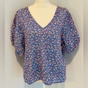 Madewell Blue Floral Blouse